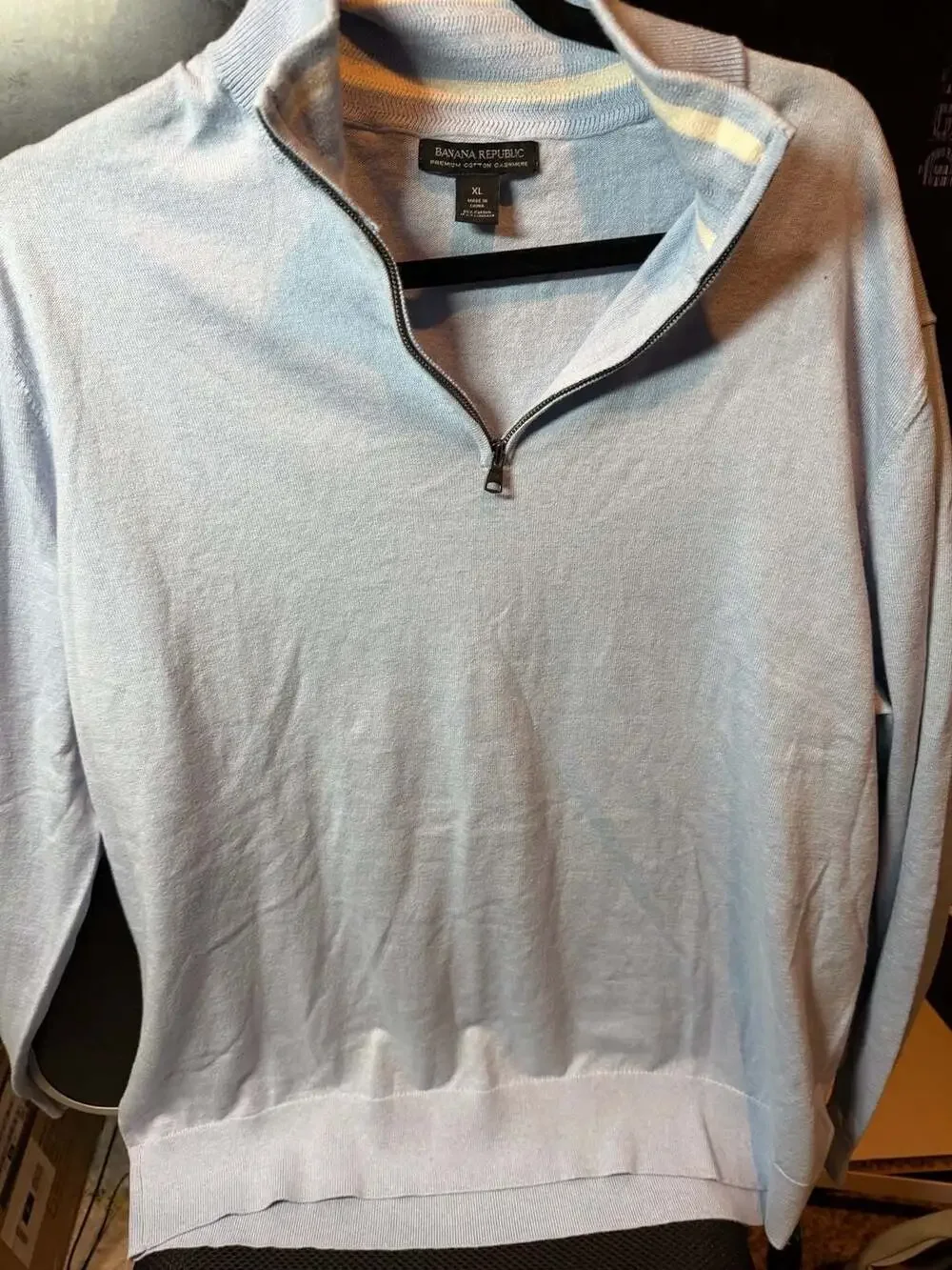 Banana Republic Premium Cotton Cashmere Quarter-Zip Pullover Sweater